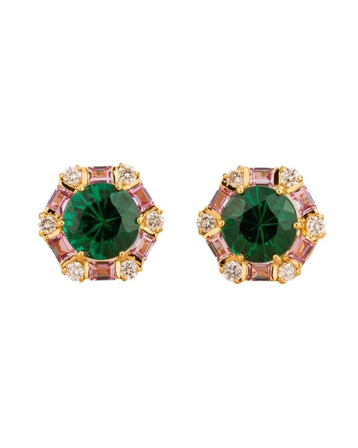Juvetti Green Melba Earrings Emerald, Sapphire & Diamond