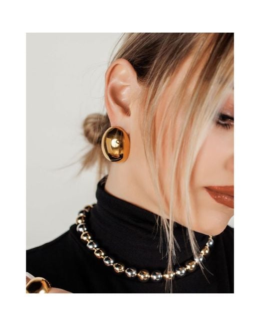 VIEA Metallic Leigh Wide Dome Earrings