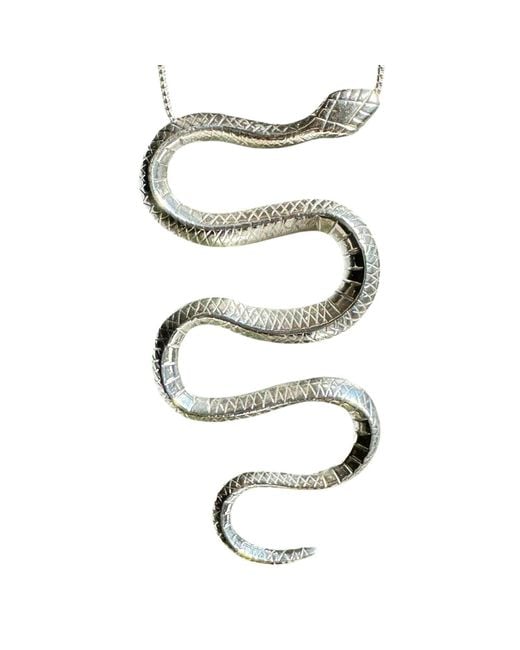 Aki Roc Jewelry Metallic Inca Snake Pendant Necklace- S