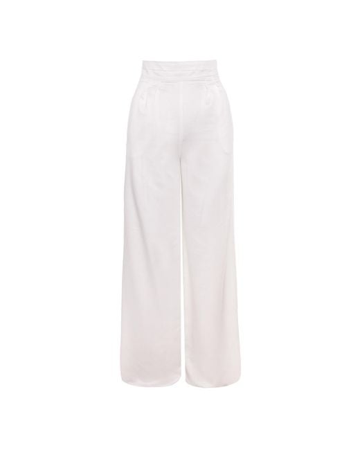 AVENUE No.29 White Satin High Rise Wide Leg Trousers
