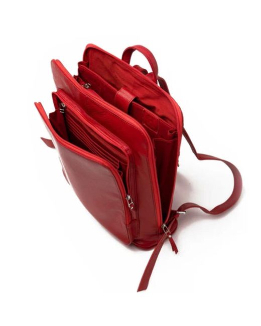 Hides Leather Co. Red Minimal Handmade Genuine Leather Backpack