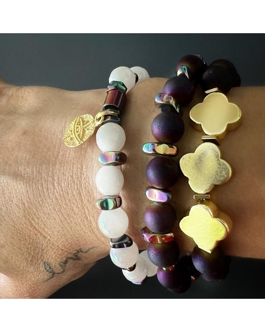 Ebru Jewelry Blue Fleur De Li Agate Bracelet