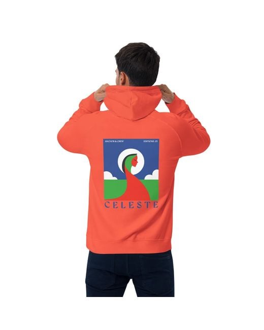 Anchor and Crew Red Burnt Three Celeste Editions Organic Cotton Hoodie for men