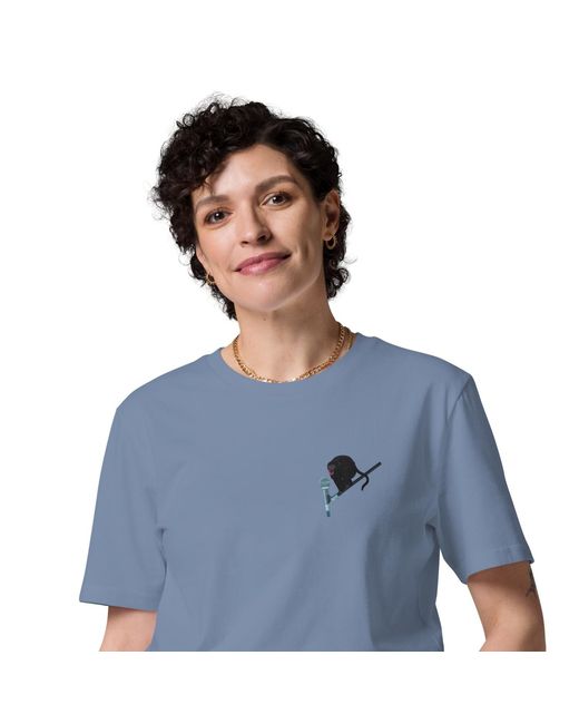 Anchor and Crew Blue Heather Artist Monkey Organic Cotton Embroidered T-Shirt