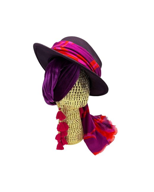 Julia Clancey Red Aubergine Fifi Scarf Fedora Set