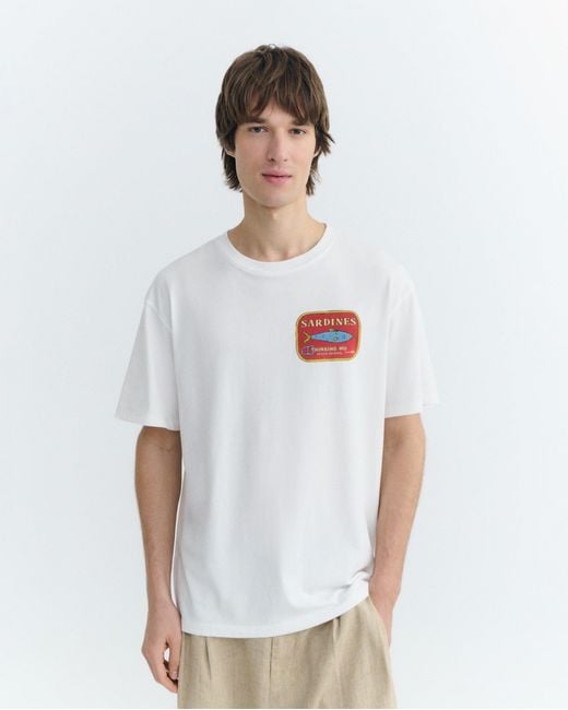 Thinking Mu White Aaron Sardines T-Shirt for men