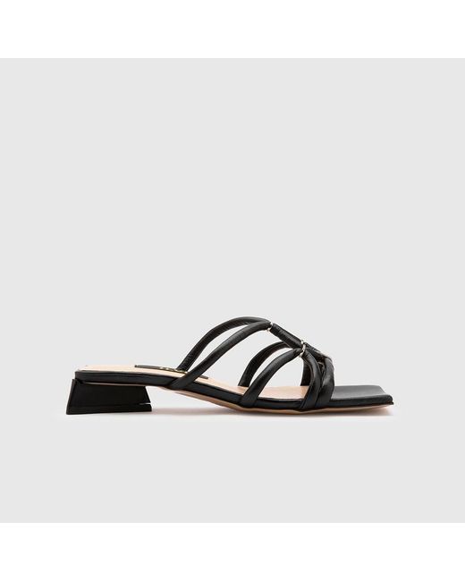 Ilvi Black Olono Leather Heeled Slide