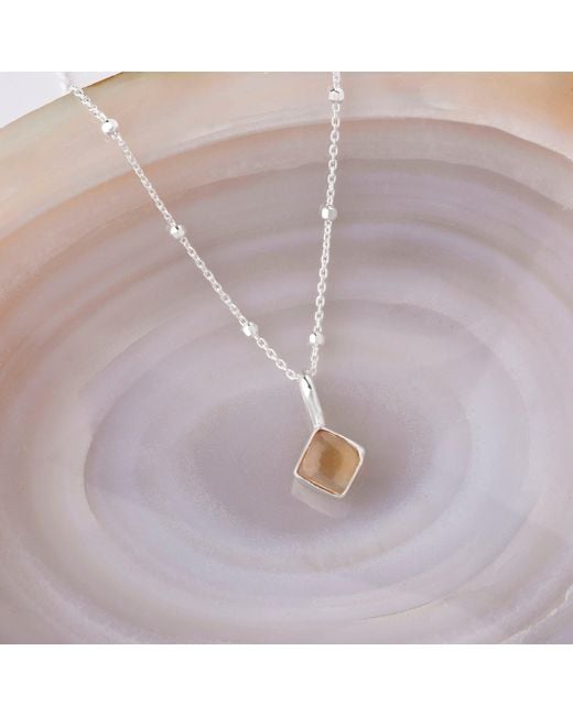 Nellou Jewellery Metallic Diamond Citrine Necklace Birthstone November Sterling