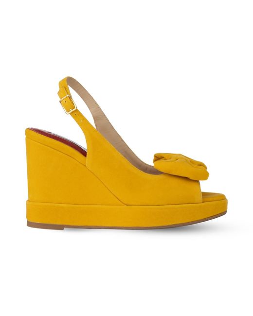 Rosamund Muir London Yellow Rignana Deep Velvet Wedges