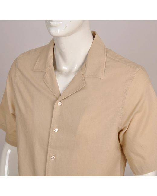 DAVID WEJ Natural Neutrals Hugo Linen Cuban Collar Shirt for men