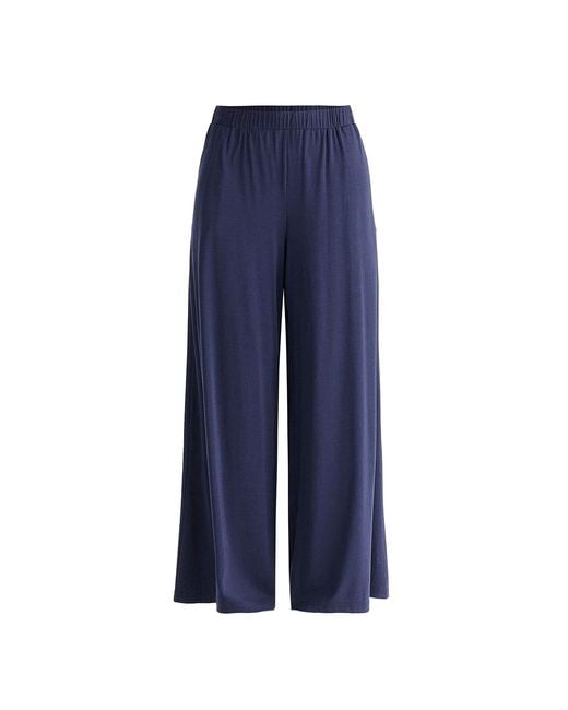 Paisie Blue Wide Leg Lyocell Jersey Trousers