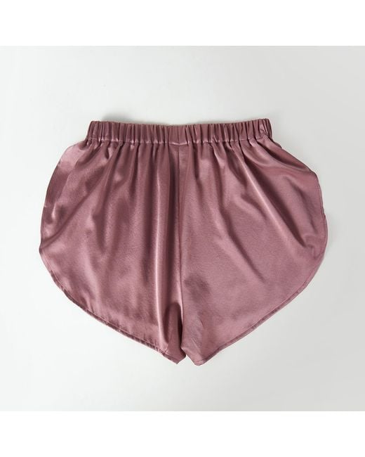 Soft Strokes Silk Purple Pure Mulberry Silk Petal Shorts, Mid-Waist, Silk Charmeuse
