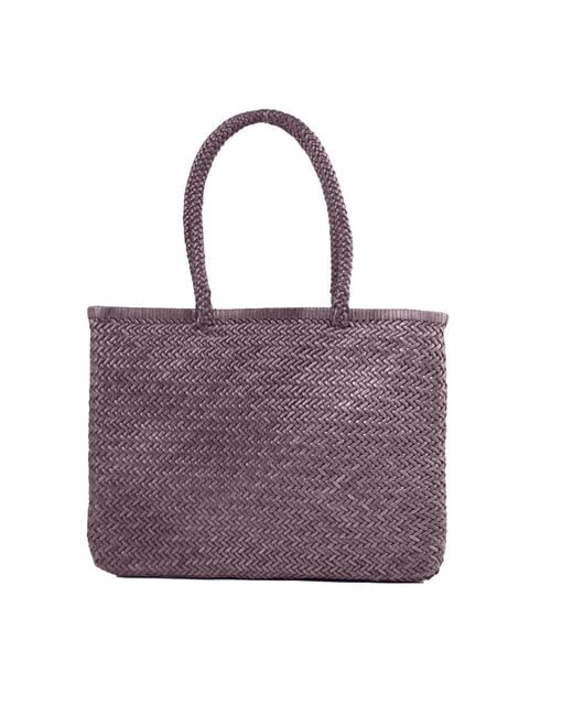 godi. Purple The Buna Handwoven Leather Tote Bag