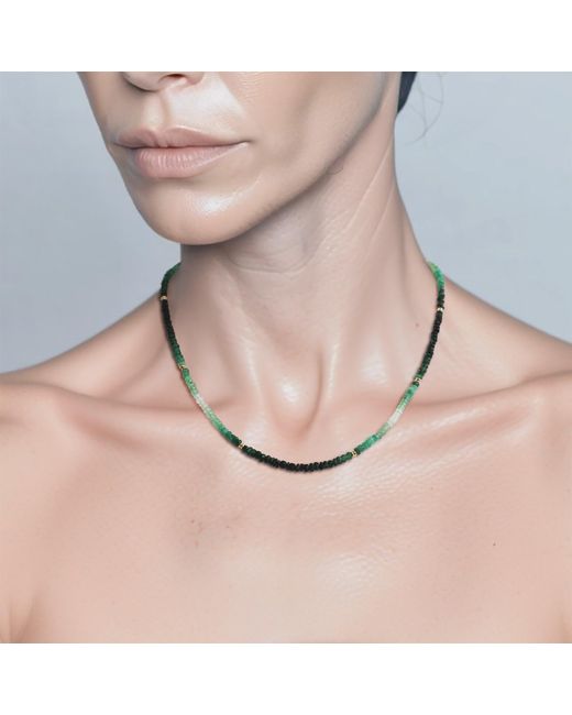 Bombyx House Metallic Emerald Ombre Station Necklace