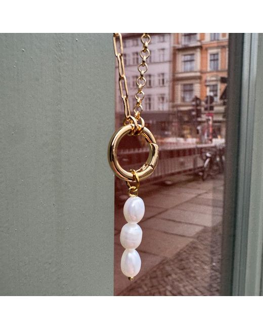 My Little Nature Metallic Pearls Necklace With Three Freshwater Pearls