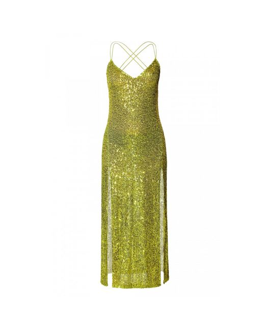 AGGI by HALEWSKI Green Eliza Lemon Sparkle Midi Sequin Sleeveless Dress