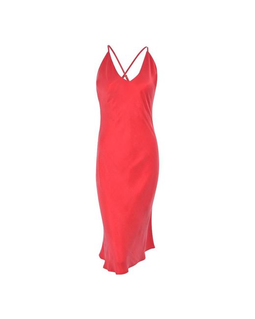 Bown of London Red Bushra Vegan Silk Ruby Cupro Midi Dress