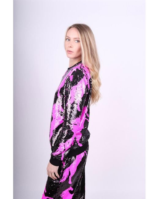 Any Old Iron Pink Pony Reversible Sequin Sweatshirt