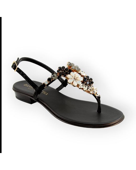 DAMAPREZIOSA Black Gilda Crystal Jewel Sandal