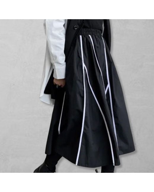 London Atelier Byproduct Blue Full Skirt With Panels & Contrast Tape