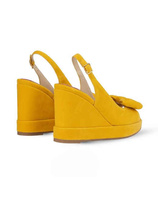 Rosamund Muir London Yellow Rignana Deep Velvet Wedges