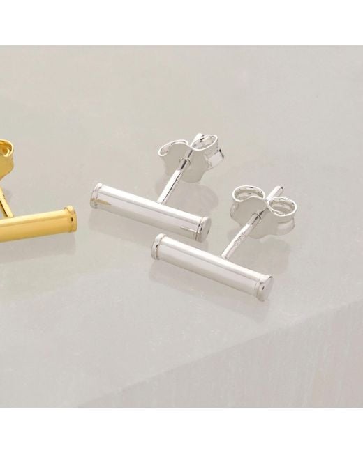 Nellou Jewellery White Bar Stud Earrings