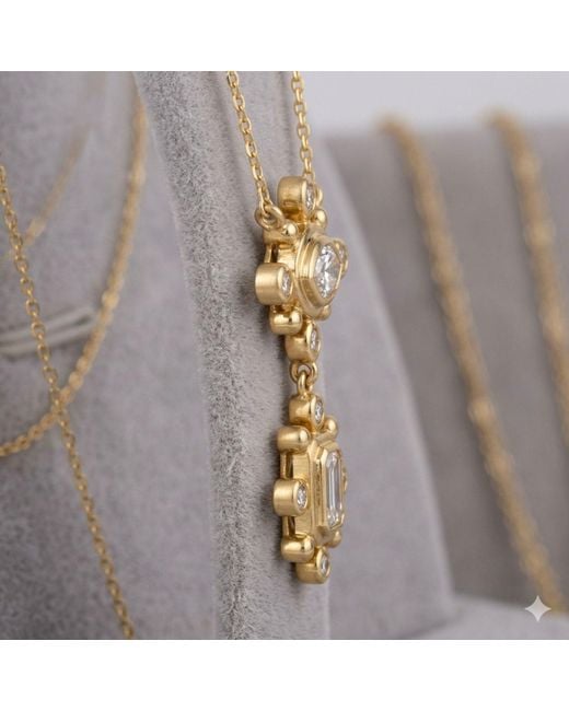 Artisan Metallic 14K Diamond Geometric Drop Pendant Necklace
