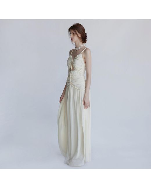Belsize25 White Silent Mode Series – Silk Resort Dress With Hand-Woven Rope Straps