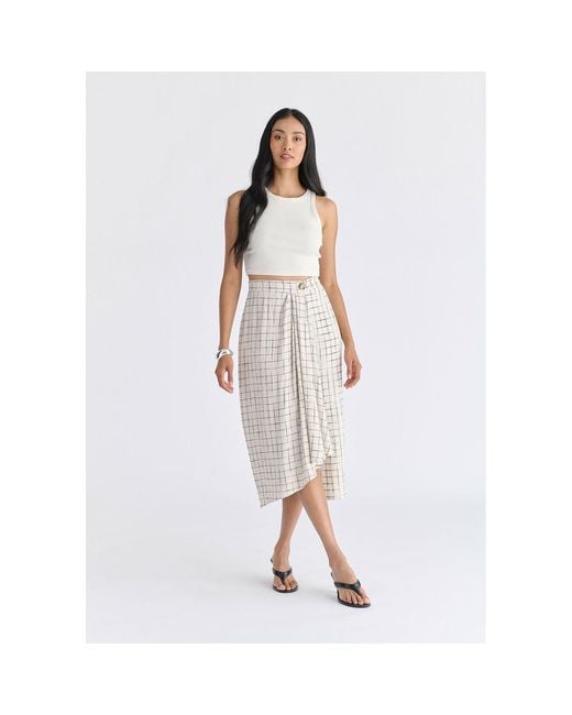 Paisie Natural Neutrals Draped Wrap Midi Skirt