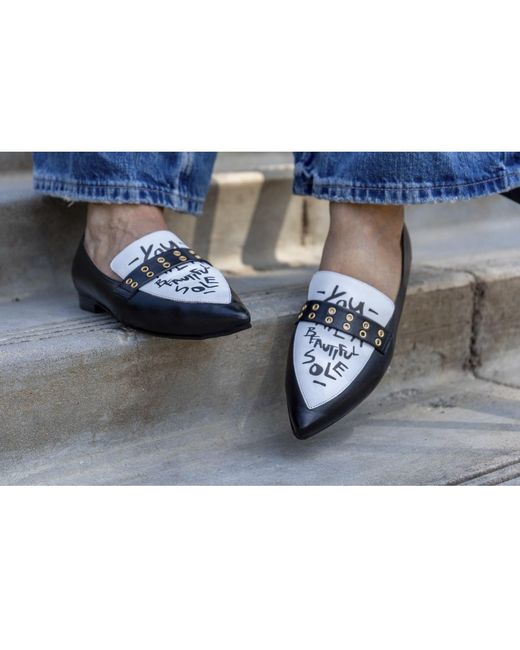 Beautiisoles by Robyn Shreiber Made in Italy Black Cecily & Leather Loafer Comfortable Work & Evening Wear