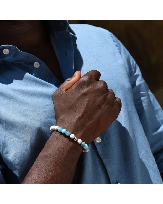 Addicted Blue Zen Handmade Sterling Bracelet With Howlite & Angelite for men