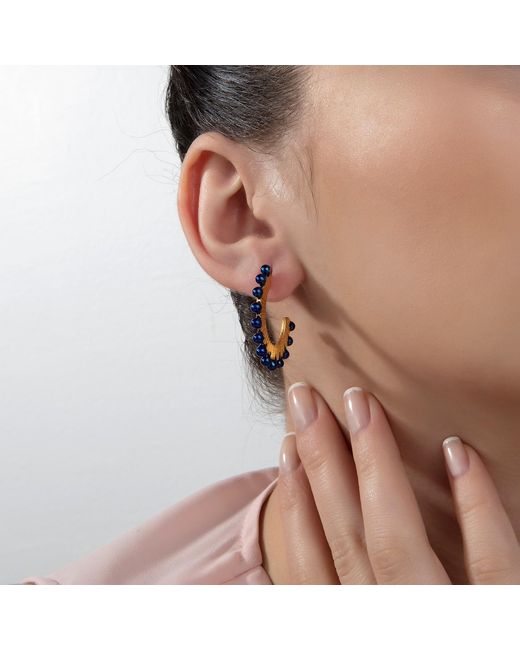 Milou Jewelry Blue Oval Hoop Earrings
