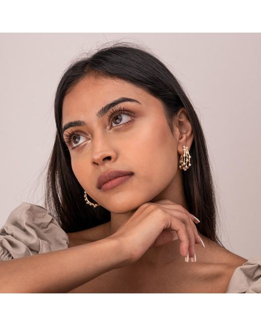 Dower & Hall Metallic Medium Triple Row Waterfall Pearl Hoops