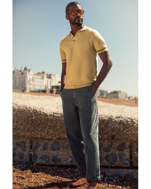 &SONS Trading Co Natural Neutrals Dempsey Knitted Polo Tan for men