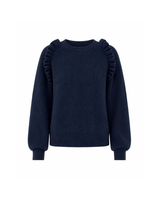 Mind Traveler Blue Ruffle Detail Tie-Back Nora Jumper