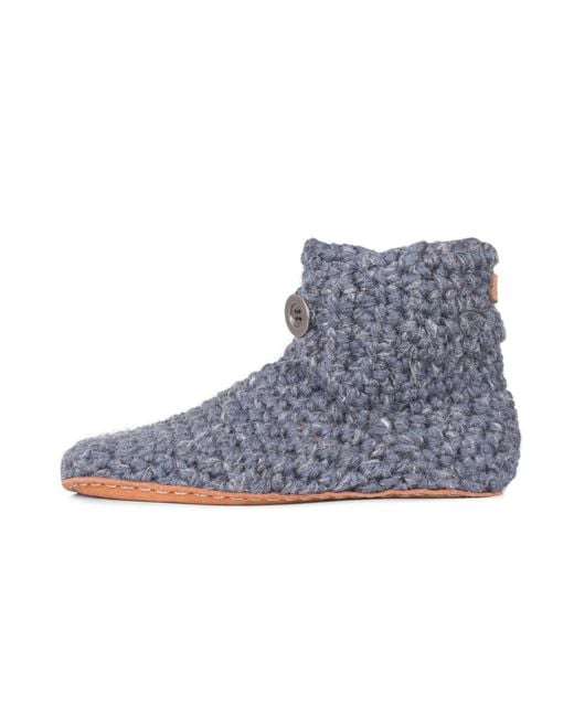 Kingdom of Wow Blue Comfortable Wool Boot Slippers For