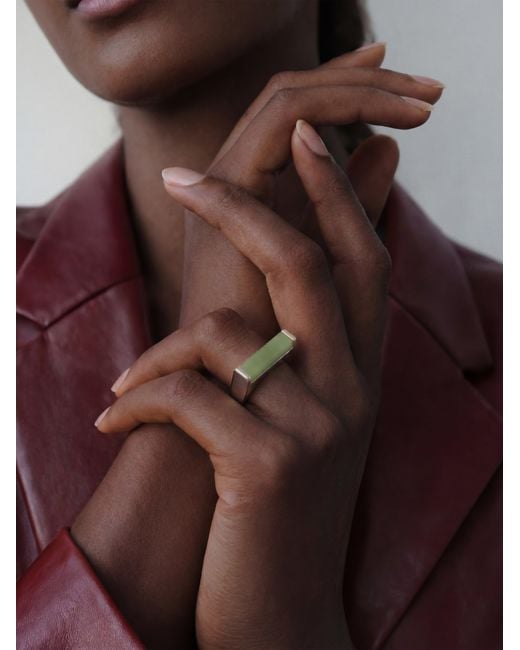 seree Blue Year Of The Horse Light Jade Stone Saddle Ring