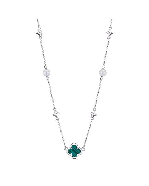 Shaded the Label Metallic Niamh Malachite & Pearl Sterling Necklace