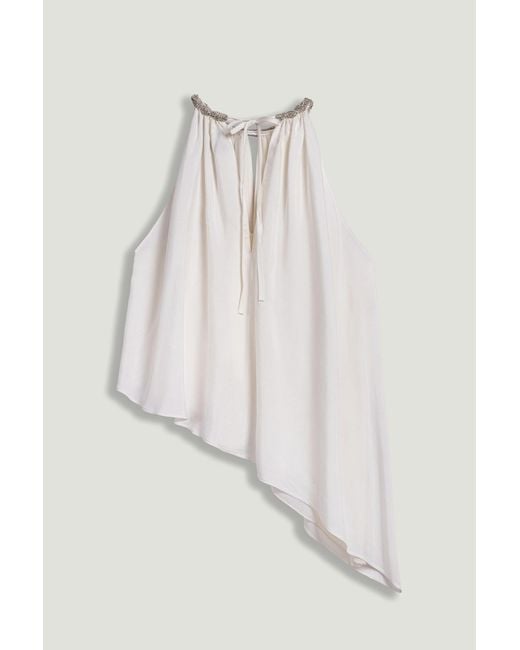 Nocturne White Embellished Halter Blouse