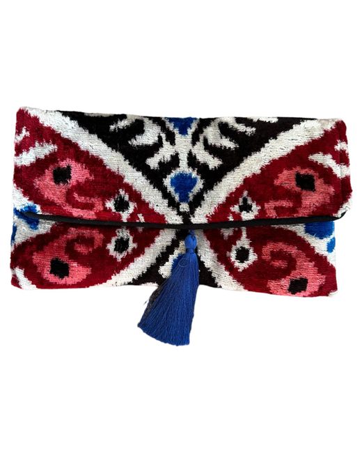 PUNICA Red Ottoman Style Velvet Ikat Clutch