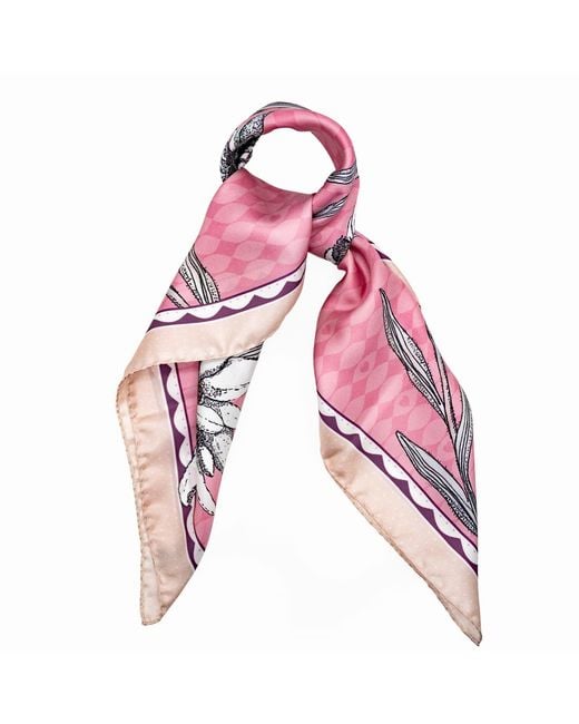 Lamberty Munich Pink Neutrals Edelweiss Alpenglow Midi Silk Scarf Rose
