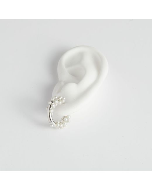 Kasun Metallic Pearl Cluster Hoop Earrings