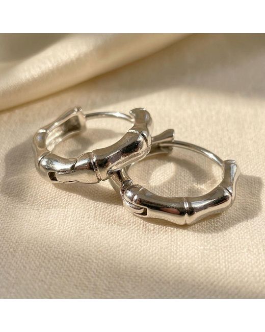 Harfi Metallic Bamboo Everyday Sterling Huggie Hoop Earrings