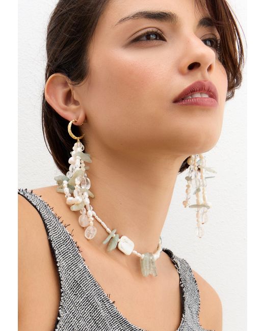 Lavani Jewels White Aquamarine And Pearl Necklace Elsea