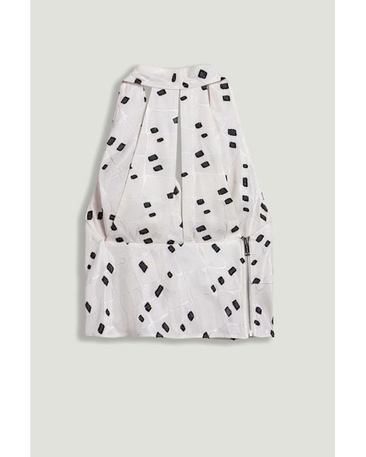 Nocturne White Printed Halter Blouse