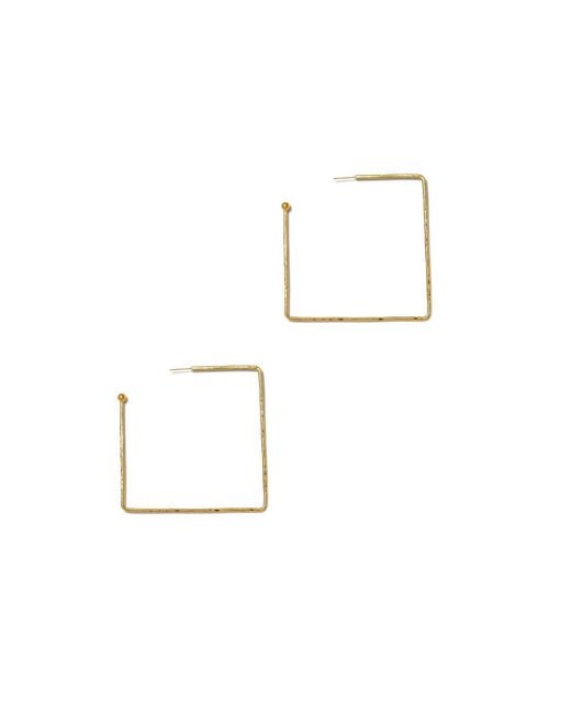 Jaredjamin White Small Squaretastic Hoop Post Earrings