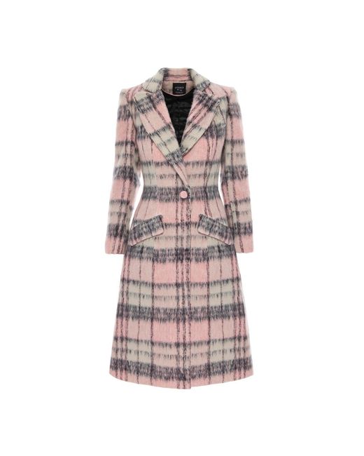 AVENUE No.29 Multicolor Long Fuzzy Check Wool Coat