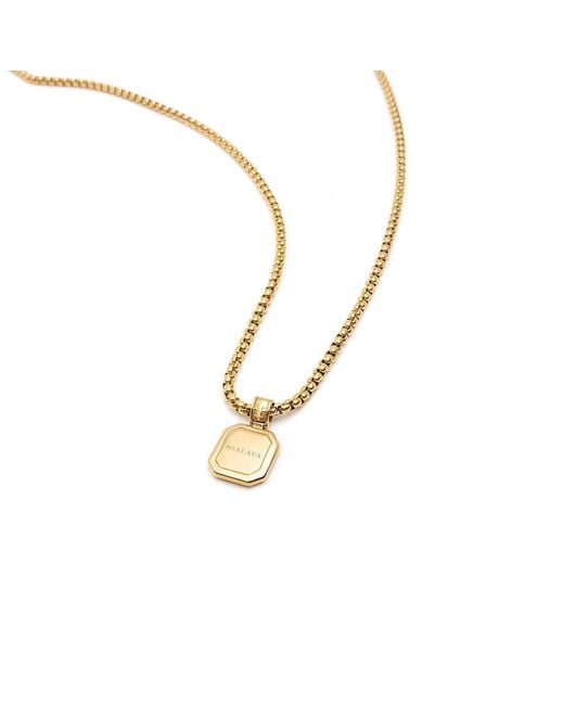 Nialaya Metallic Necklace With Square Onyx Pendant for men