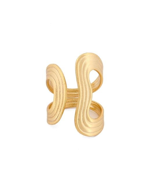 Ebru Jewelry Metallic Golden Flow Cuff Adjustable Ring