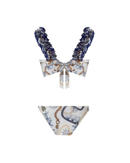 Nur Karaata White Lily Tropezienne Short Waist Bikini Set
